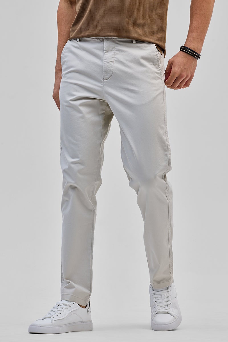 SNITCH Cream Slim Fit Trousers - Image 1